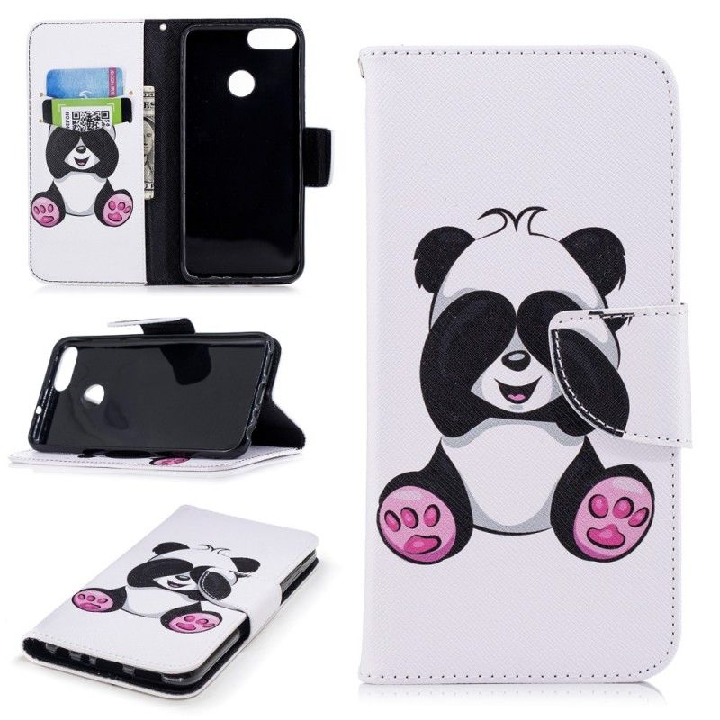 Flip Cover Læder Huawei P Smart Sjov Panda