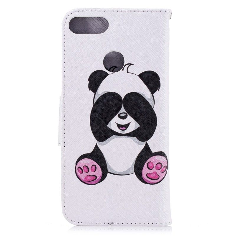 Flip Cover Læder Huawei P Smart Sjov Panda