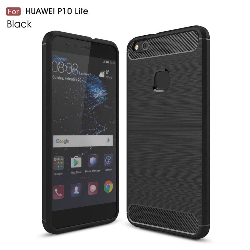 Cover for Huawei P10 Lite Sort Børstet Kulfiber