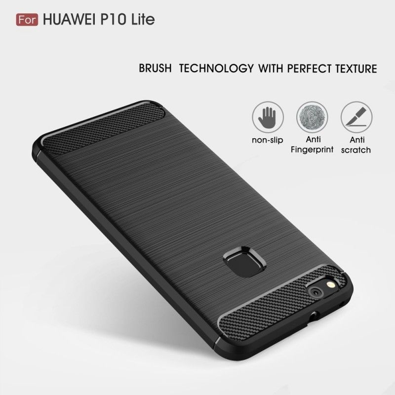 Cover for Huawei P10 Lite Sort Børstet Kulfiber