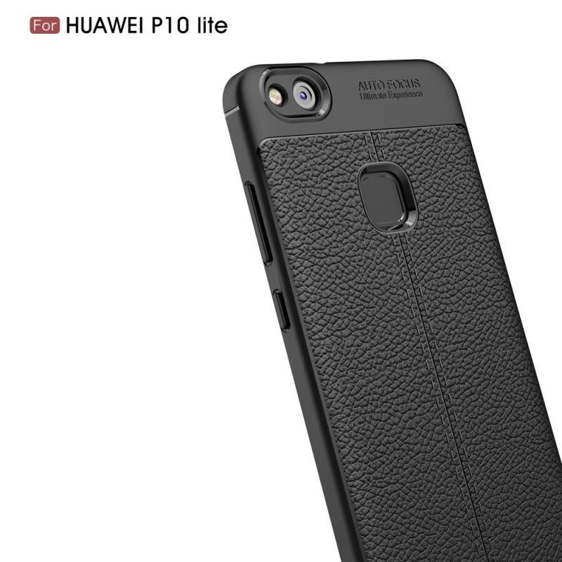 Cover Huawei P10 Lite Sort Dobbelt Line Lychee Læder Effekt Original