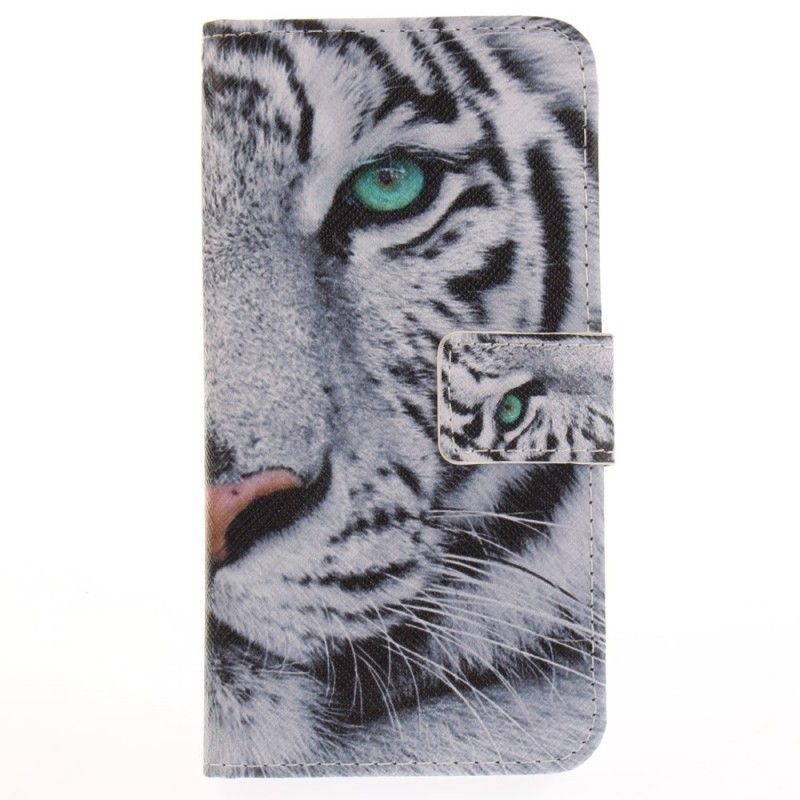 Flip Cover Læder for Huawei P10 Lite Hvid Tiger