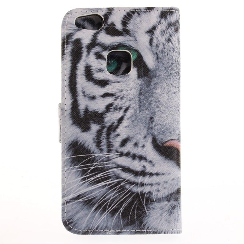 Flip Cover Læder for Huawei P10 Lite Hvid Tiger