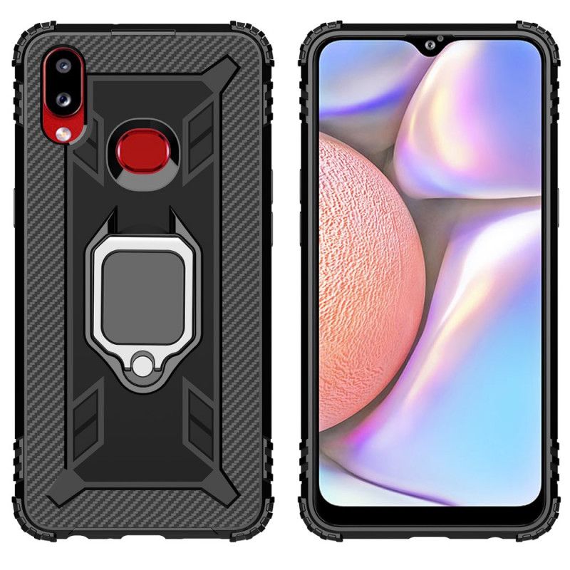 Cover for Samsung Galaxy A10s Ring Og Kulfiber