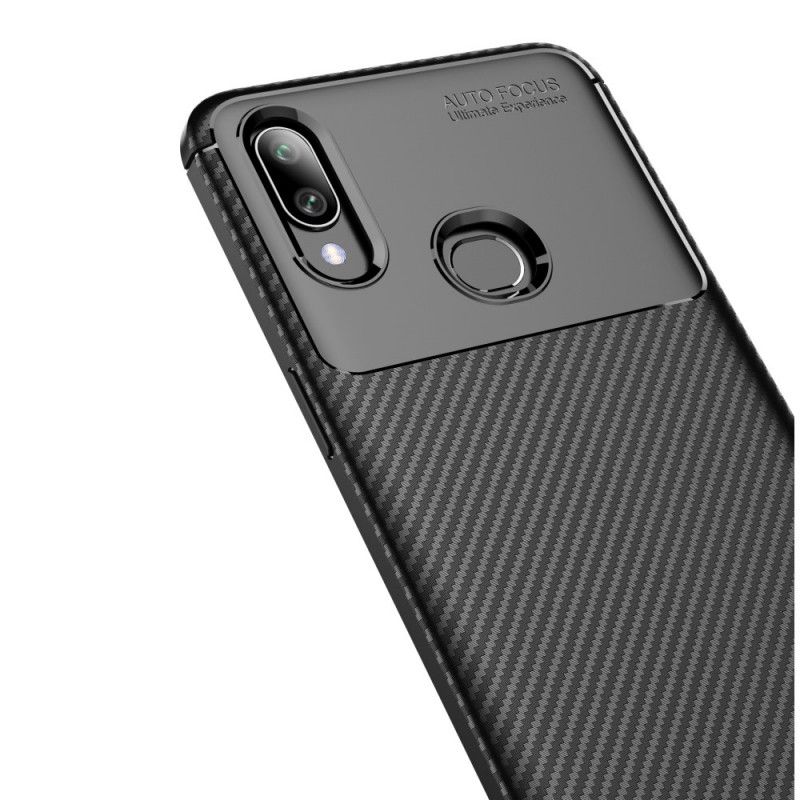 Cover for Samsung Galaxy A10s Sort Fleksibel Kulfibertekstur