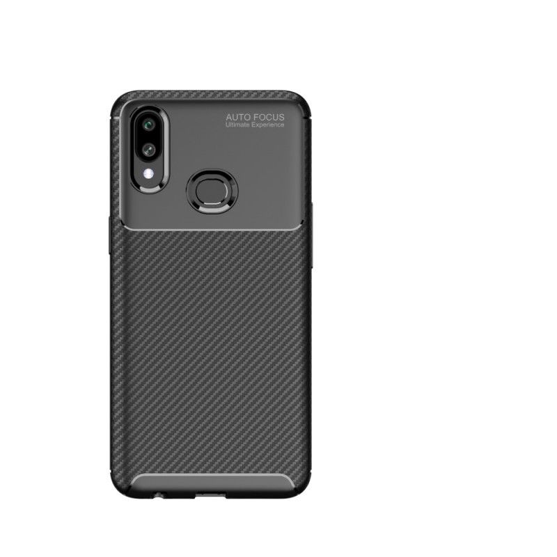 Cover for Samsung Galaxy A10s Sort Fleksibel Kulfibertekstur