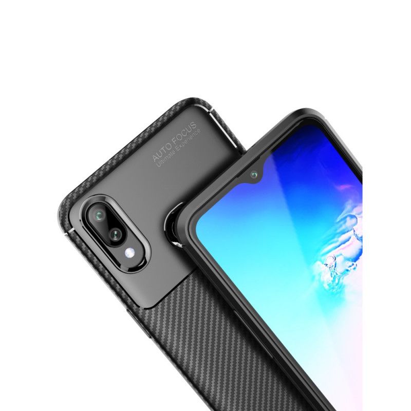 Cover for Samsung Galaxy A10s Sort Fleksibel Kulfibertekstur