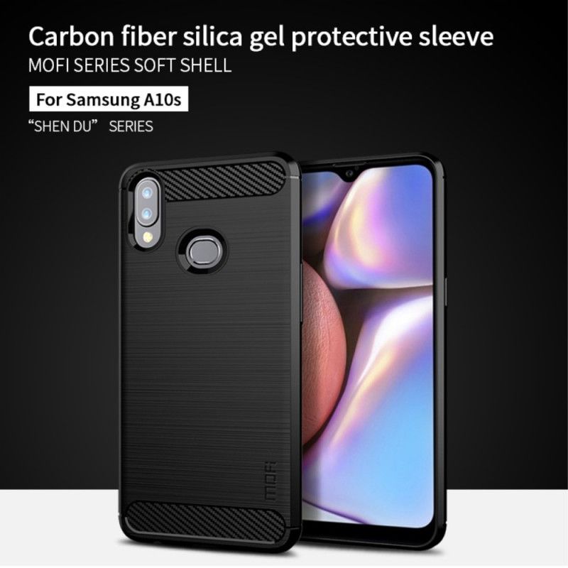 Cover for Samsung Galaxy A10s Sort Mofi Børstet Kulfiber