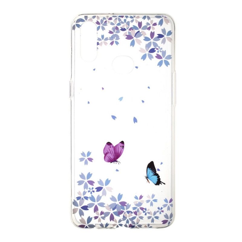 Cover Samsung Galaxy A10s Gennemsigtige Sommerfugle Og Blomster Beskyttelse