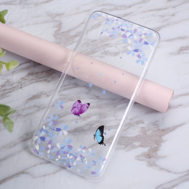 Cover Samsung Galaxy A10s Gennemsigtige Sommerfugle Og Blomster Beskyttelse