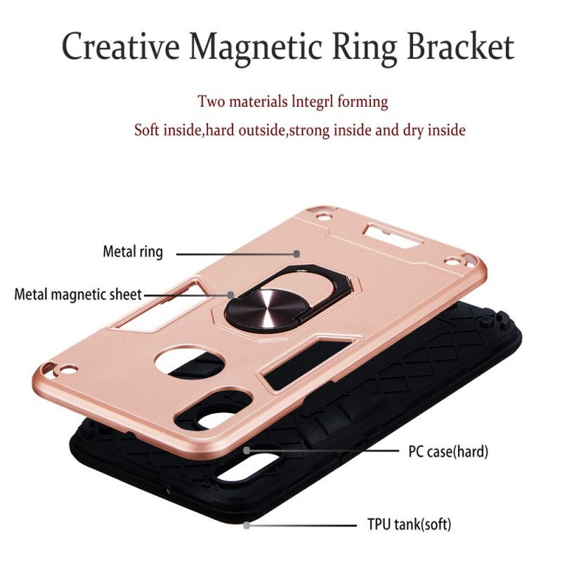 Cover Samsung Galaxy A10s Sort Aftagelig Metallisk Ringstøtte