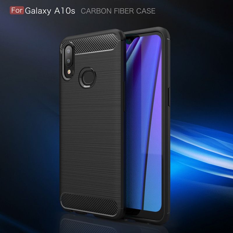 Cover Samsung Galaxy A10s Sort Børstet Kulfiber