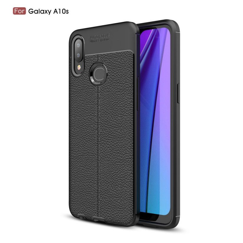 Cover Samsung Galaxy A10s Sort Dobbelt Line Lychee Læder Effekt