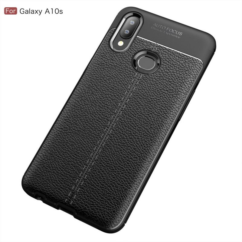 Cover Samsung Galaxy A10s Sort Dobbelt Line Lychee Læder Effekt