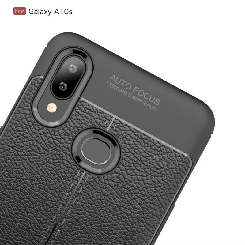 Cover Samsung Galaxy A10s Sort Dobbelt Line Lychee Læder Effekt