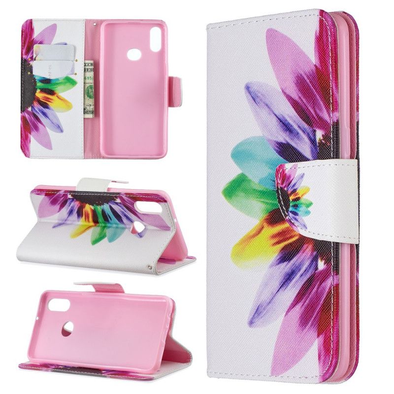 Flip Cover Læder for Samsung Galaxy A10s Akvarelblomst