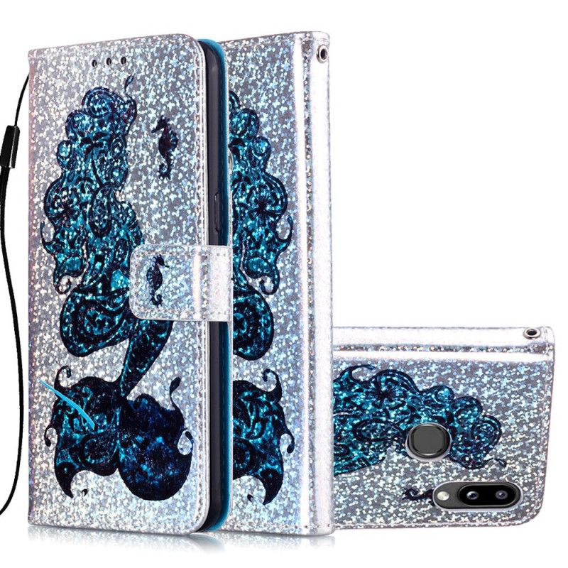 Flip Cover Læder for Samsung Galaxy A10s Havfrue På Glitter Baggrund