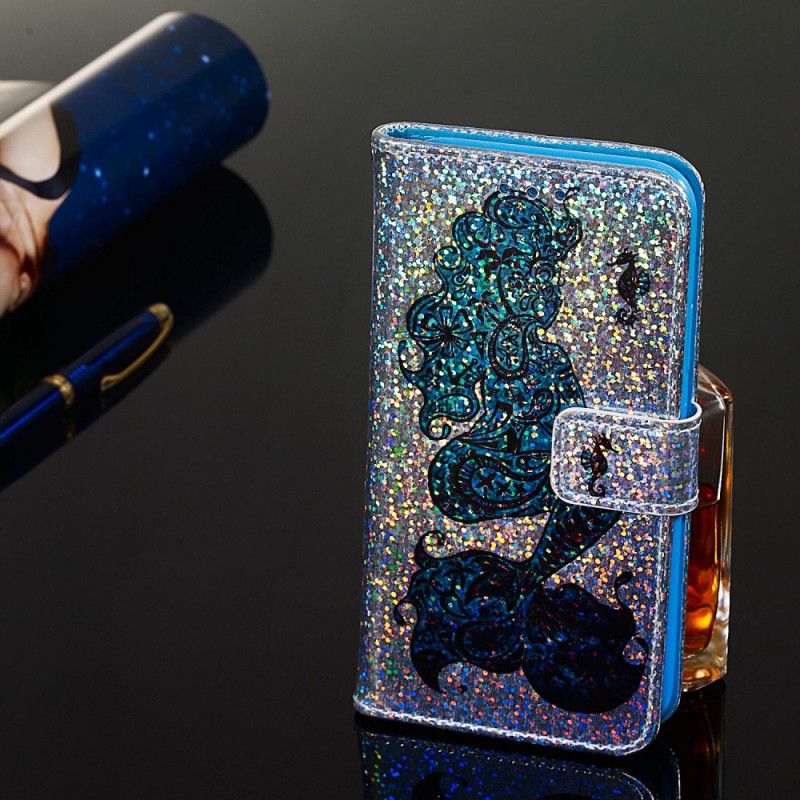 Flip Cover Læder for Samsung Galaxy A10s Havfrue På Glitter Baggrund