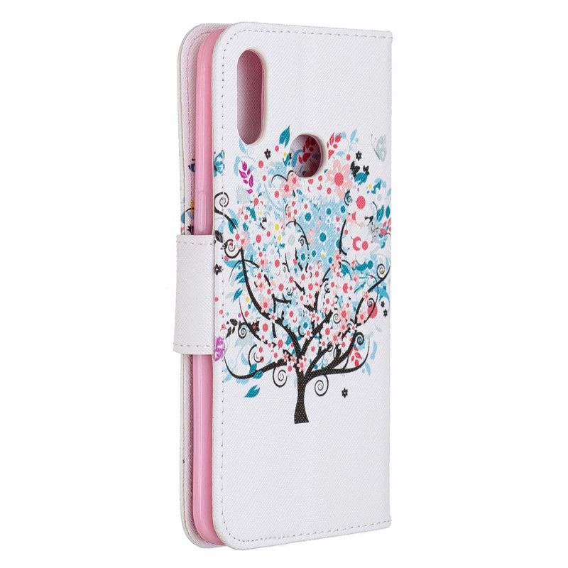 Flip Cover Læder Samsung Galaxy A10s Blomstret Træ Original