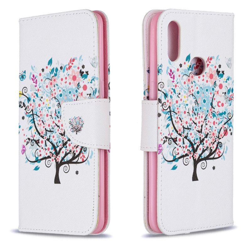 Flip Cover Læder Samsung Galaxy A10s Blomstret Træ Original