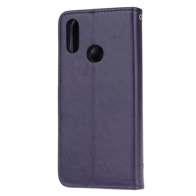 Flip Cover Læder Samsung Galaxy A10s Lyseblå Sommerfugle Og Tanga Blomster