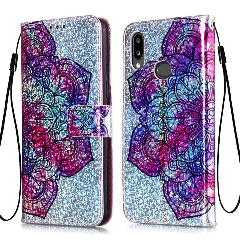 Flip Cover Læder Samsung Galaxy A10s Mandala På Glitter Baggrund Beskyttelse