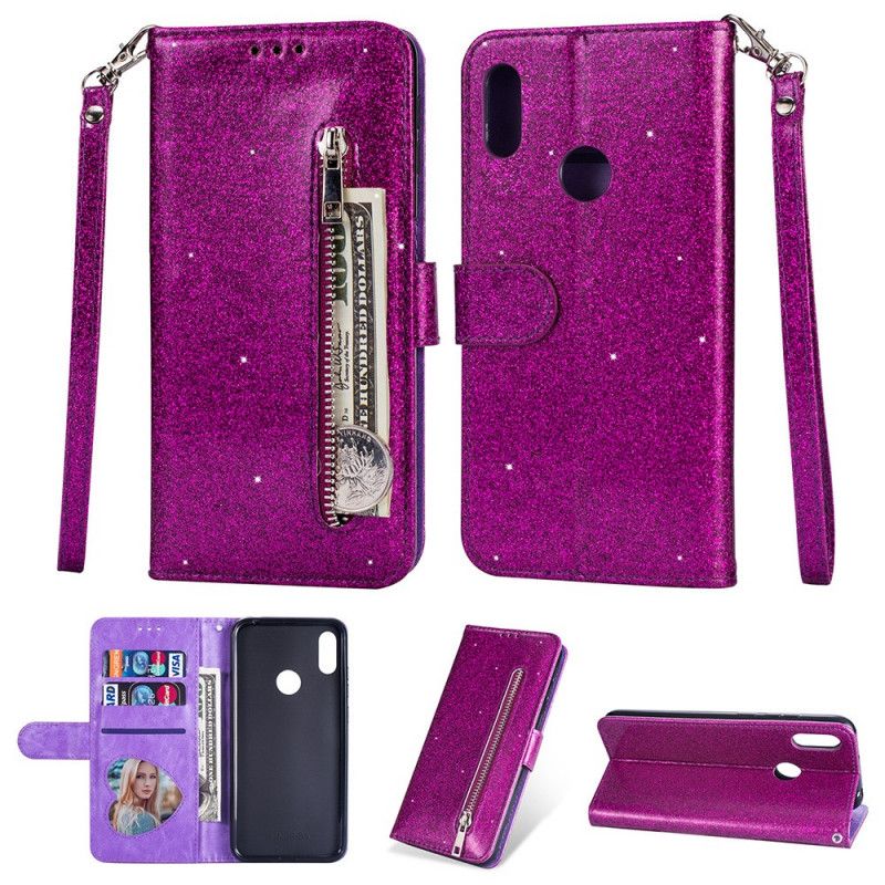 Flip Cover Læder Samsung Galaxy A10s Sort Glitterpung I Lan Original