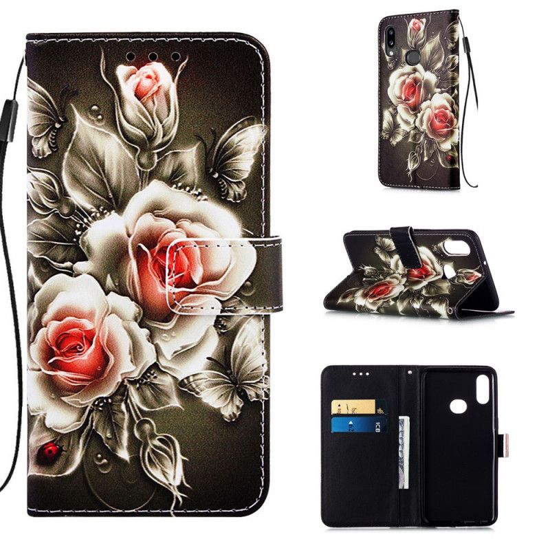 Flip Cover Samsung Galaxy A10s Mobilcover Gyldne Roser