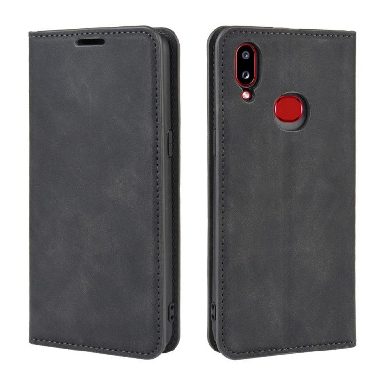 Læder Cover Samsung Galaxy A10s Sort Blødt Læder Original