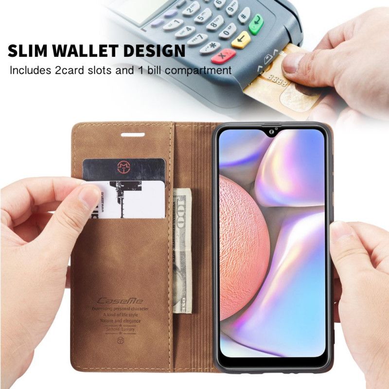 Læder Cover Samsung Galaxy A10s Sort Etui I Imiteret Læder Original