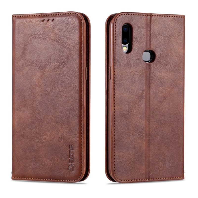 Læder Cover Samsung Galaxy A10s Sort Retro Azns