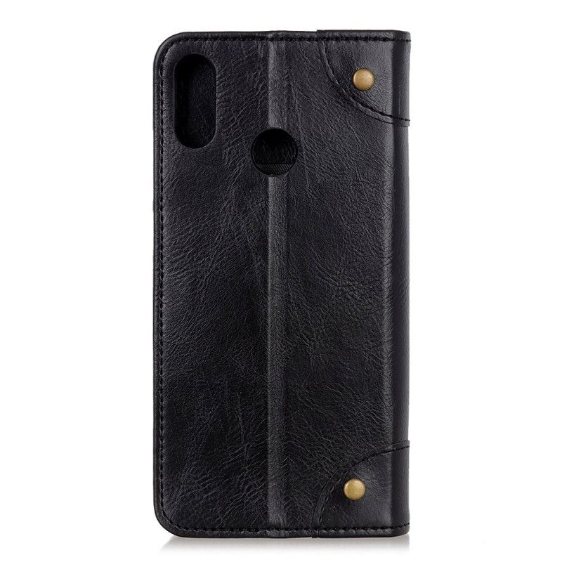 Læder Cover Samsung Galaxy A10s Sort Vintage Split Læder Nitter