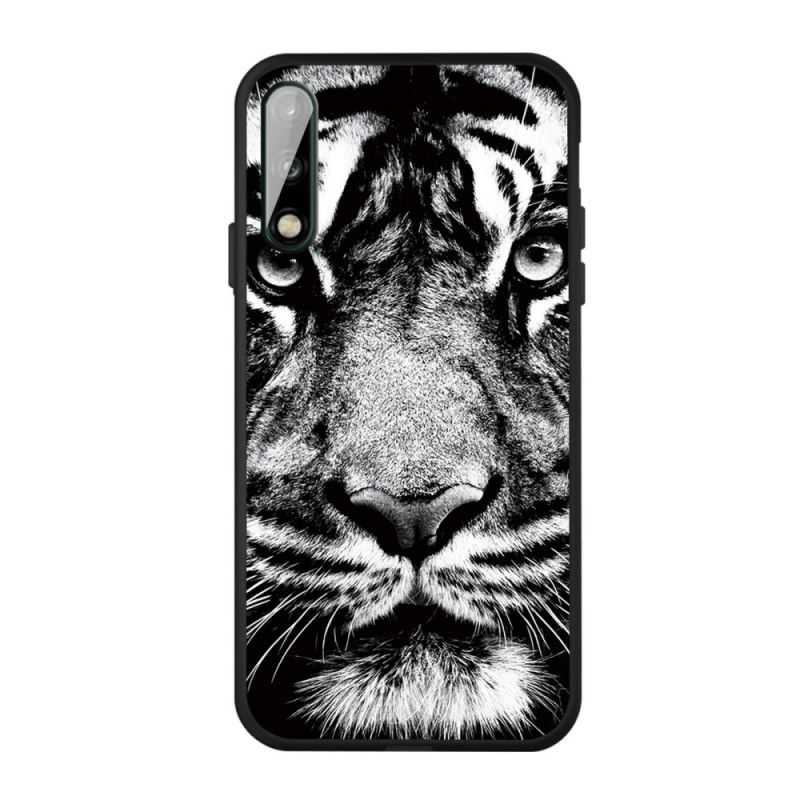 Cover for Huawei P40 Lite E / Y7p Sort Og Hvid Tiger