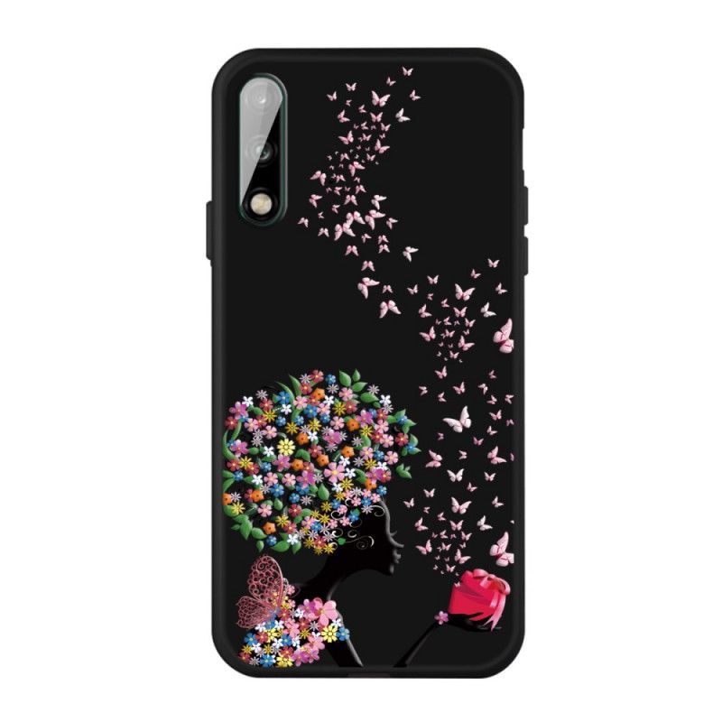 Cover Huawei P40 Lite E / Y7p Kvinde Med Et Blomstret Hoved Beskyttelse