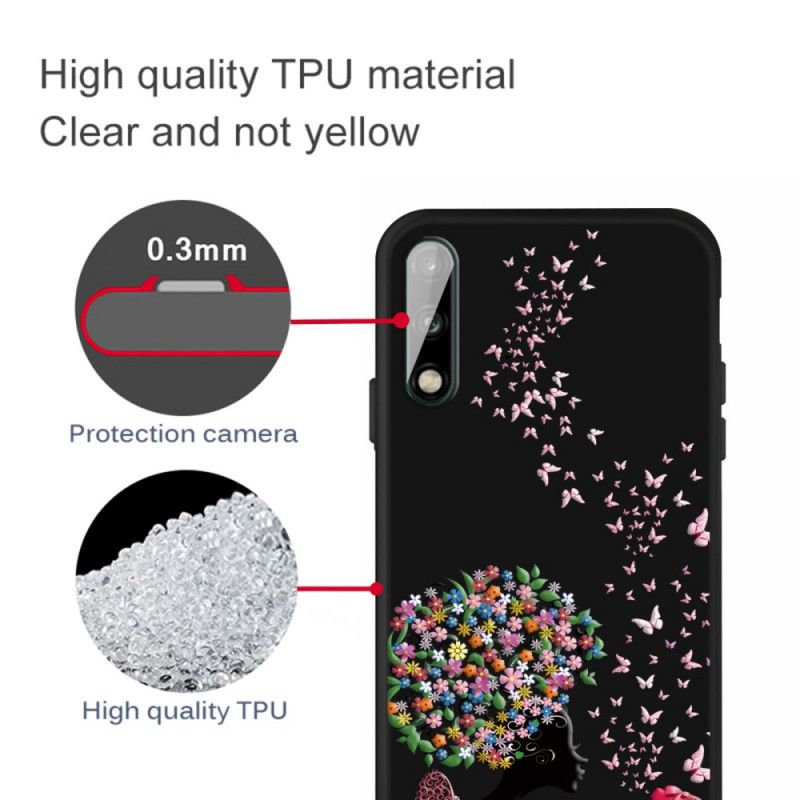 Cover Huawei P40 Lite E / Y7p Kvinde Med Et Blomstret Hoved Beskyttelse