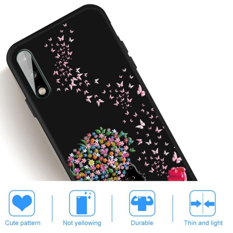 Cover Huawei P40 Lite E / Y7p Kvinde Med Et Blomstret Hoved Beskyttelse