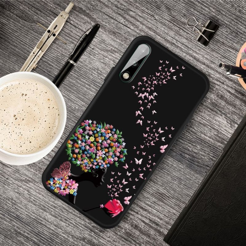 Cover Huawei P40 Lite E / Y7p Kvinde Med Et Blomstret Hoved Beskyttelse