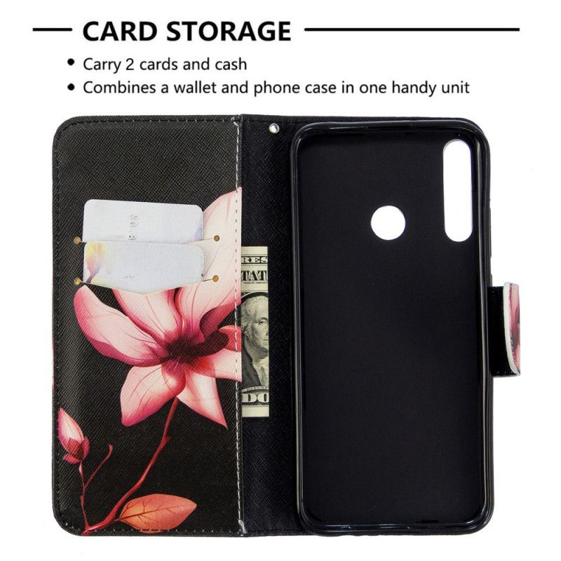 Flip Cover Huawei P40 Lite E / Y7p Lyserød Blomst