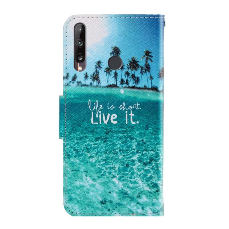 Flip Cover Læder for Huawei P40 Lite E / Y7p Leve Det Med Rem