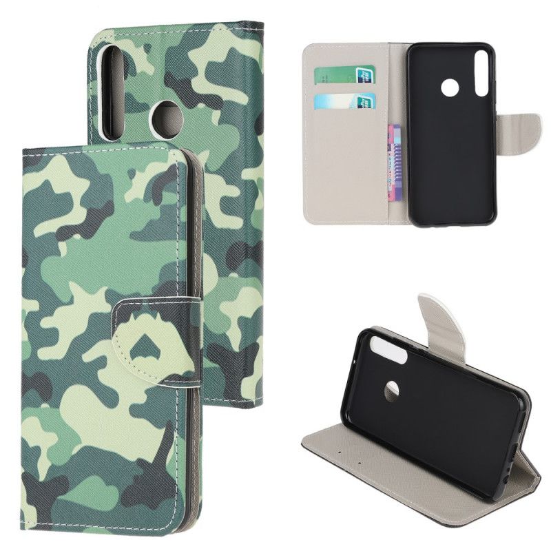 Flip Cover Læder for Huawei P40 Lite E / Y7p Militær Camouflage