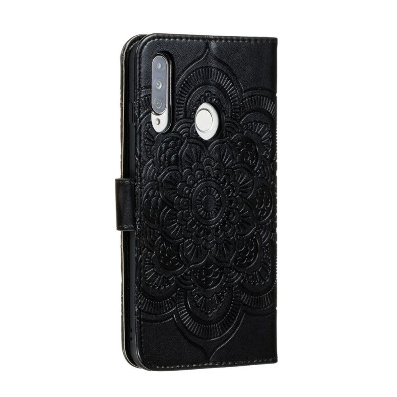 Flip Cover Læder for Huawei P40 Lite E / Y7p Sort Fuld Mandala