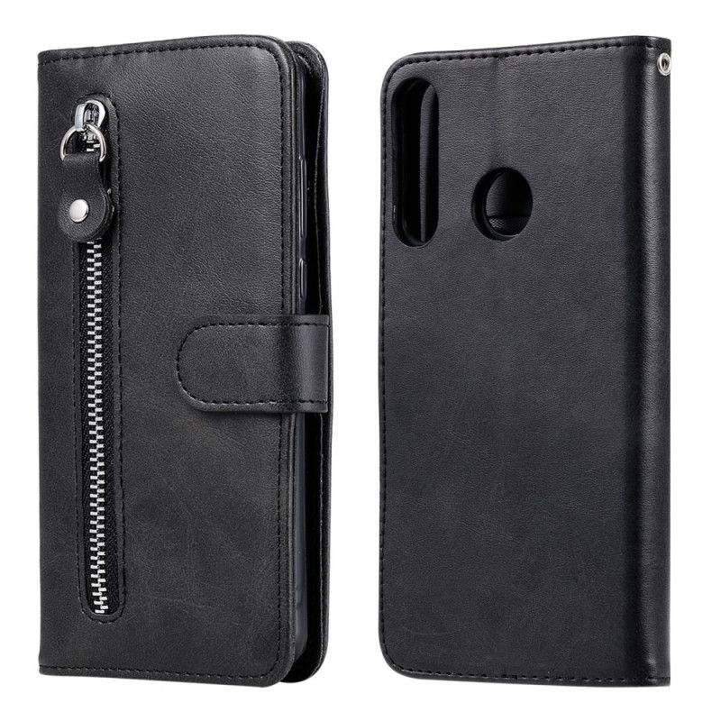 Flip Cover Læder for Huawei P40 Lite E / Y7p Sort Pung I Lædereffekt