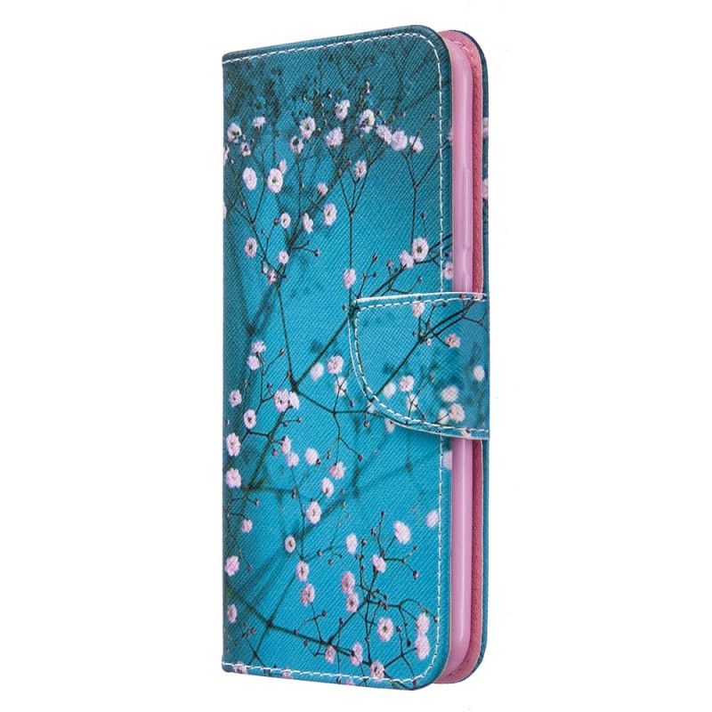 Flip Cover Læder Huawei P40 Lite E / Y7p Hvid Blomstrende Træ