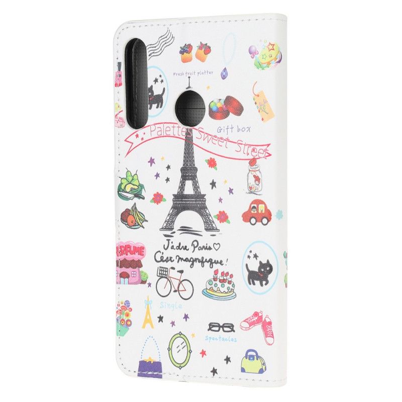 Flip Cover Læder Huawei P40 Lite E / Y7p Jeg Elsker Paris