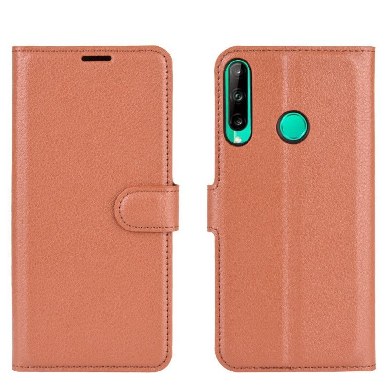 Flip Cover Læder Huawei P40 Lite E / Y7p Sort Klassisk Lychee Imiteret Læder Original