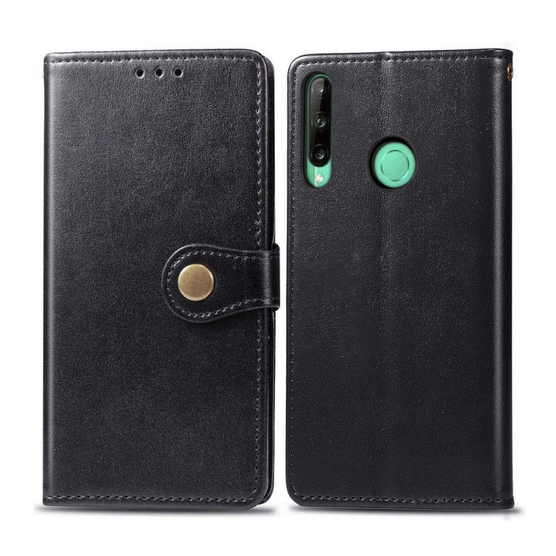 Flip Cover Læder Huawei P40 Lite E / Y7p Sort Kunstlæder Og Vintage Lås Beskyttelse