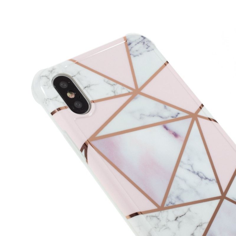 Cover for iPhone X Hvid Prangende Geometrisk Marmor