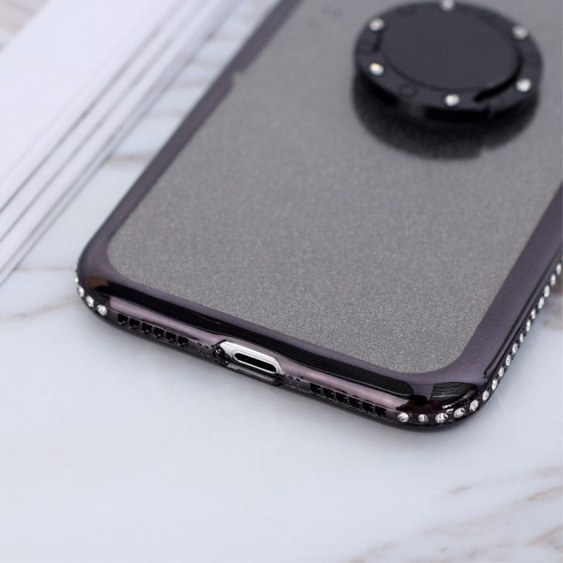 Cover for iPhone X Rød Pailletter Og Diamanter Ringer