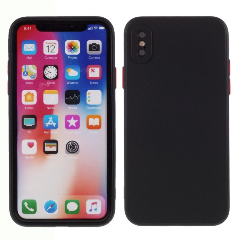 Cover for iPhone X Sort Fleksibel Silikonefarvet Knap