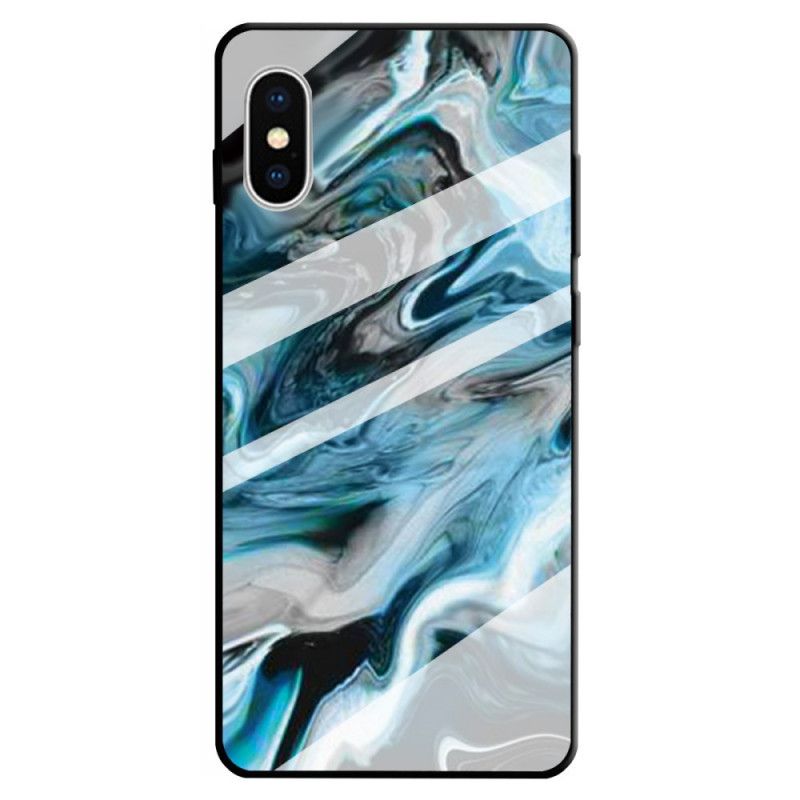 Cover for iPhone X Sort Hærdet Marmorglas